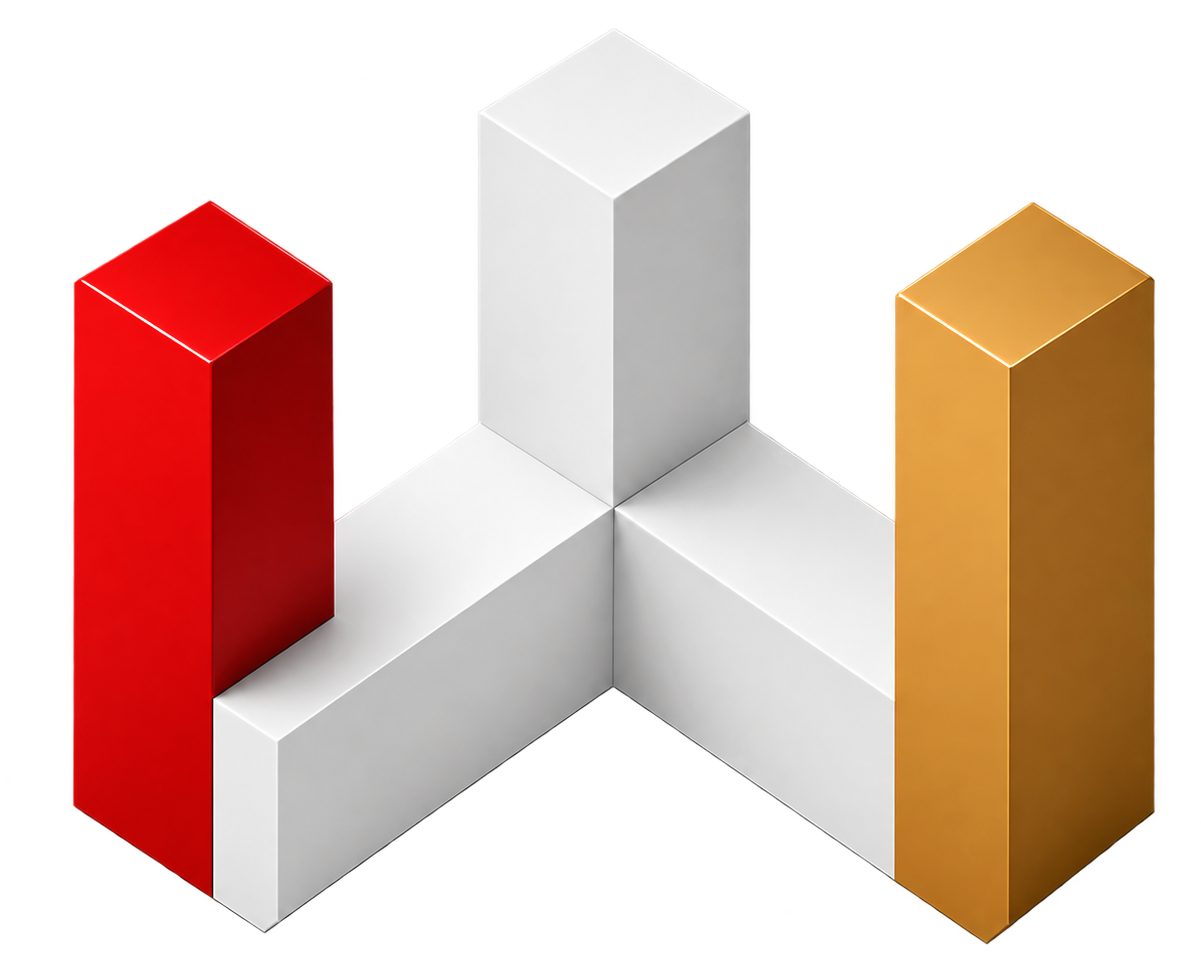 Logo WANDA ba khối đỏ, bạc và vàng